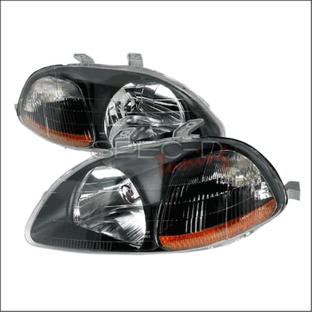 Overtime Crystal Housing Headlights for 96 to 98 Honda Civic- Black - 25 x 23 x 12 in. OV3765510